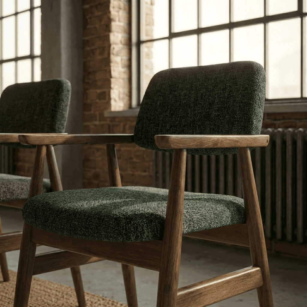 AREZZO Transitional Dining Chair Performance Fabric Upholstery Curved Design Solid Wood Frame