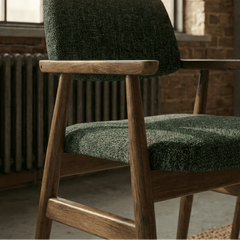 AREZZO Transitional Dining Chair Performance Fabric Upholstery Curved Design Solid Wood Frame