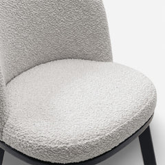 ORERO Modern Dining Chair Bouclé Upholstered Armchair with Black Solid Hardwood Base