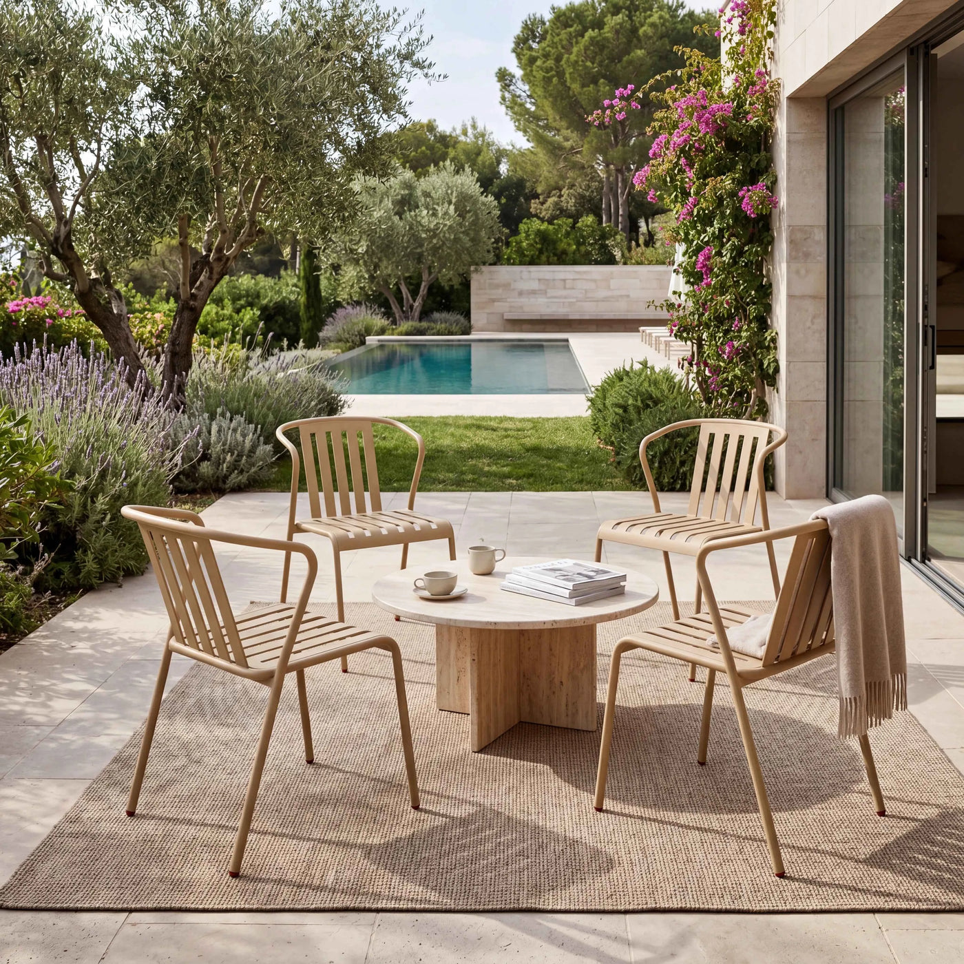 ALTO PARI Premium All-Weather Outdoor Stacking Dining chair (Set of 2) (Ivory)
