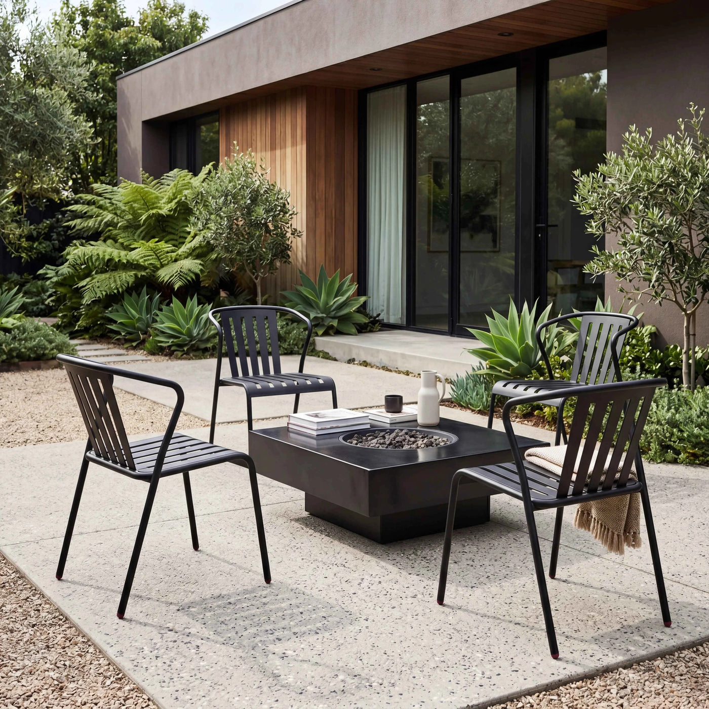 ALTO PARI Premium All-Weather Outdoor Stacking Dining chair (Set of 2) (Jet Black)