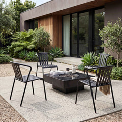 ALTO PARI Premium All-Weather Outdoor Stacking Dining chair (Set of 2) (Jet Black)