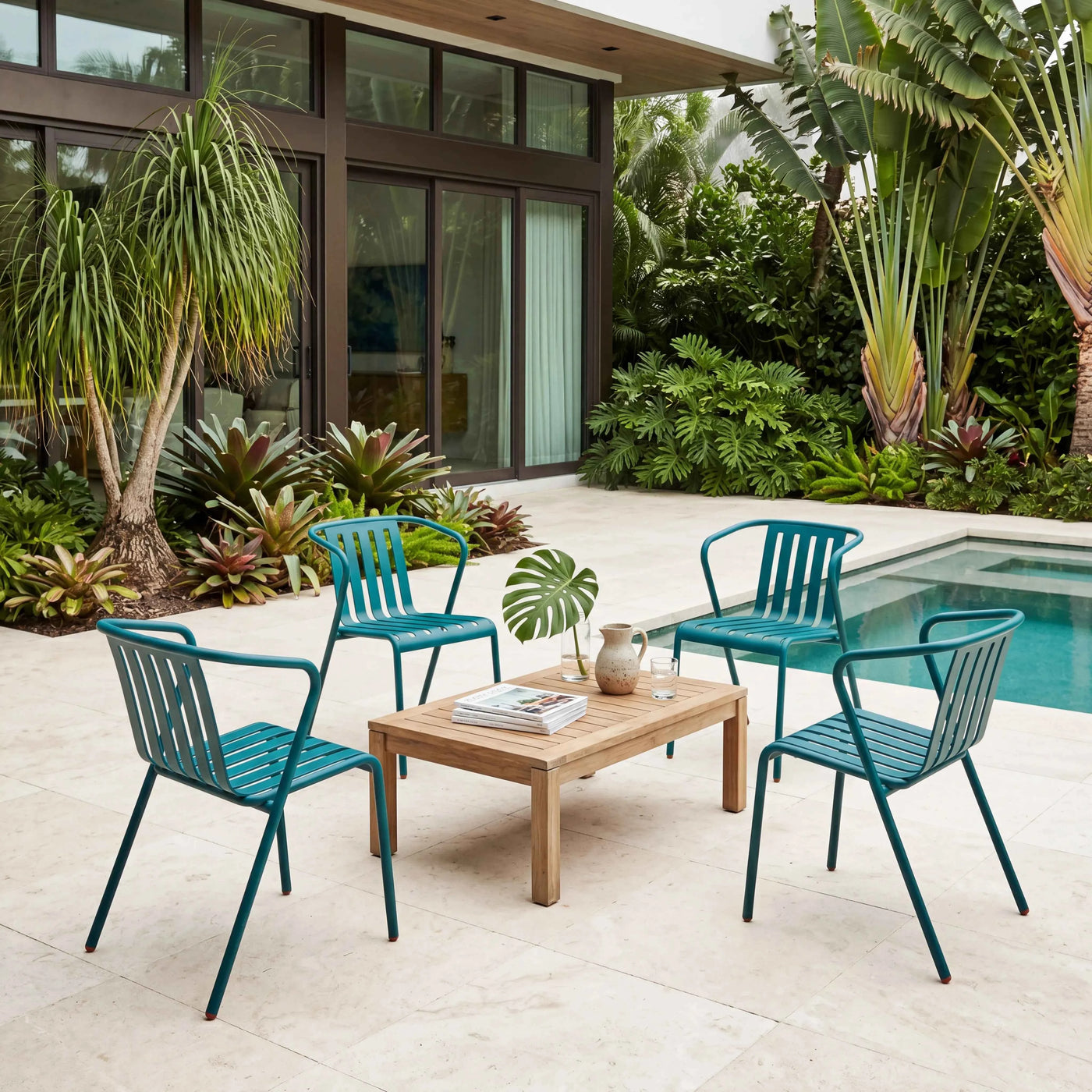 ALTO PARI Premium All-Weather Outdoor Stacking Dining chair (Set of 2) (Ocean Blue)