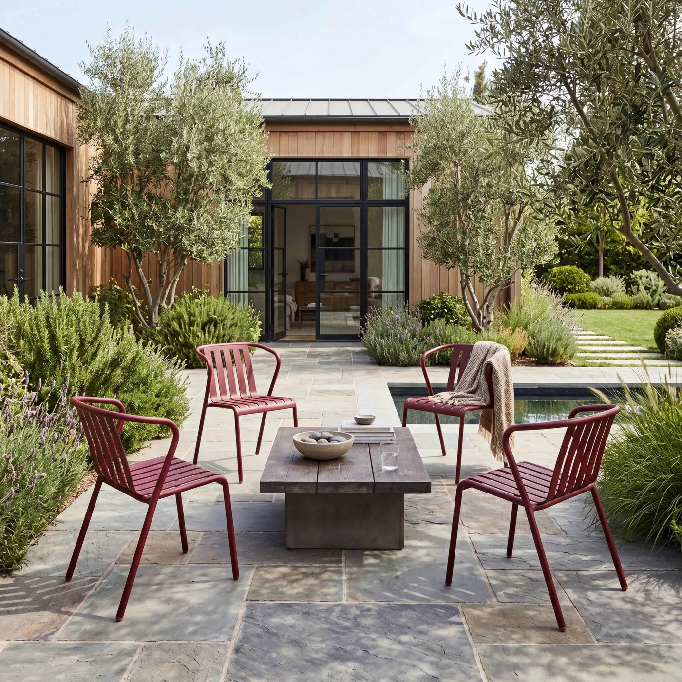 ALTO PARI Premium All-Weather Outdoor Stacking Dining chair (Set of 2) (Wine Red)