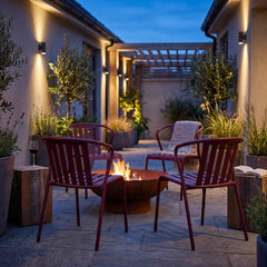 ALTO PARI Premium All-Weather Outdoor Stacking Dining chair (Set of 2) (Wine Red)