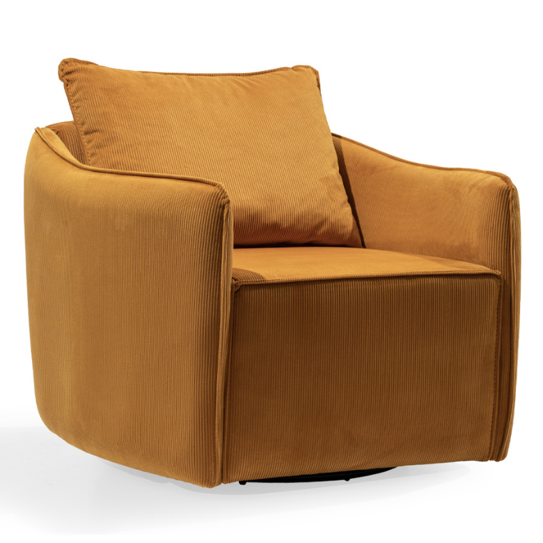 WILEY Swivel Accent Chair Plush Burnt Orange Performance Fabric Club Chair with 360° Swivel Base main image