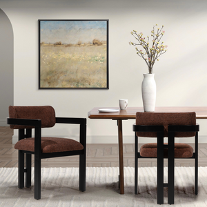 AARON Dining Chair Modern Upholstered Armchair with Matte Black Solid Wood Frame (Fully Assembled)