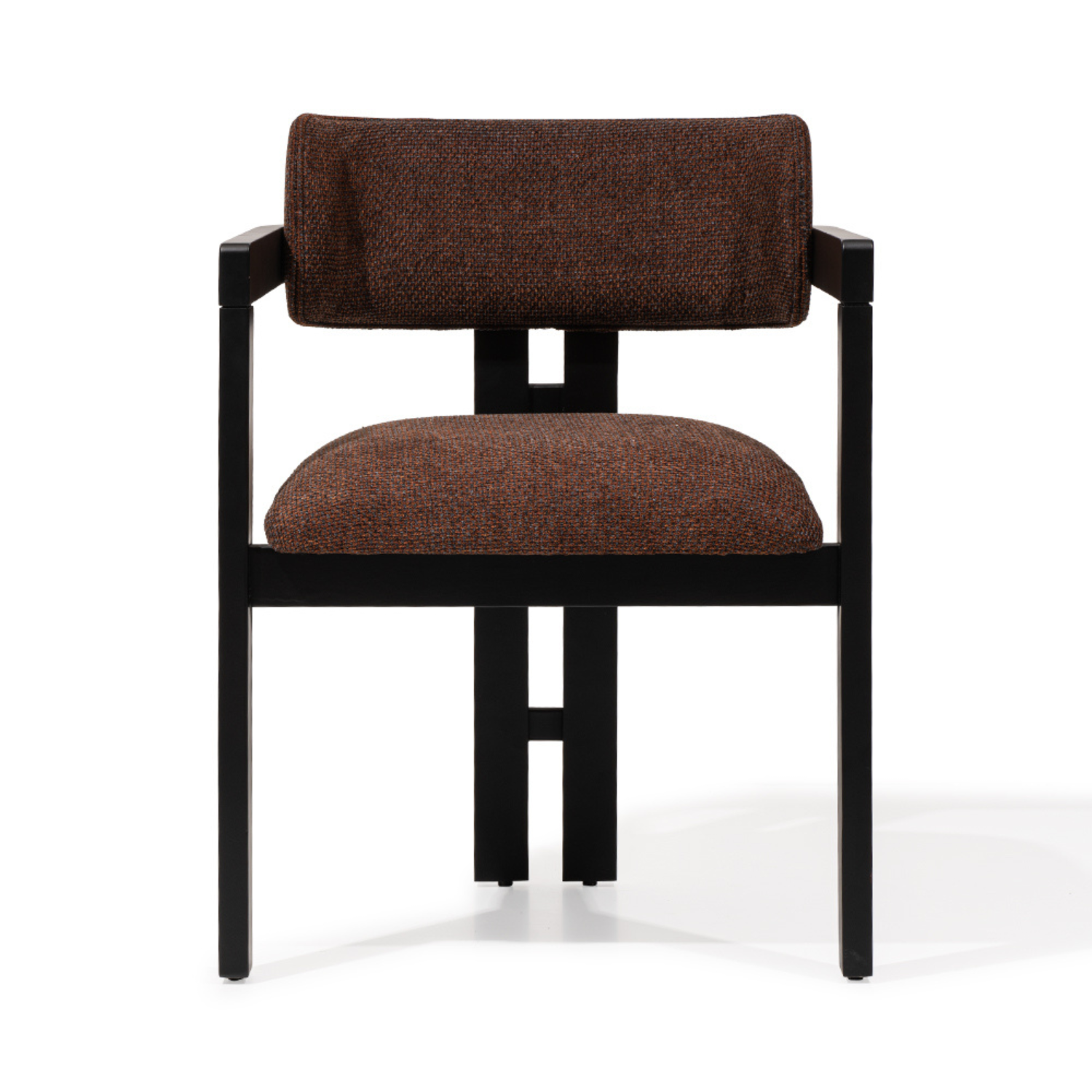 AARON Dining Chair Modern Upholstered Armchair with Matte Black Solid Wood Frame (Fully Assembled)