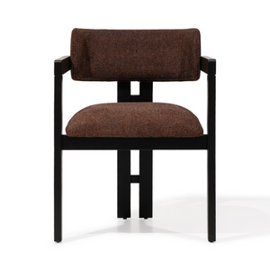 AARON Dining Chair Modern Upholstered Armchair with Matte Black Solid Wood Frame (Fully Assembled)