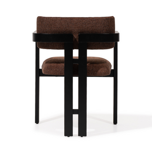 AARON Dining Chair Modern Upholstered Armchair with Matte Black Solid Wood Frame (Fully Assembled)