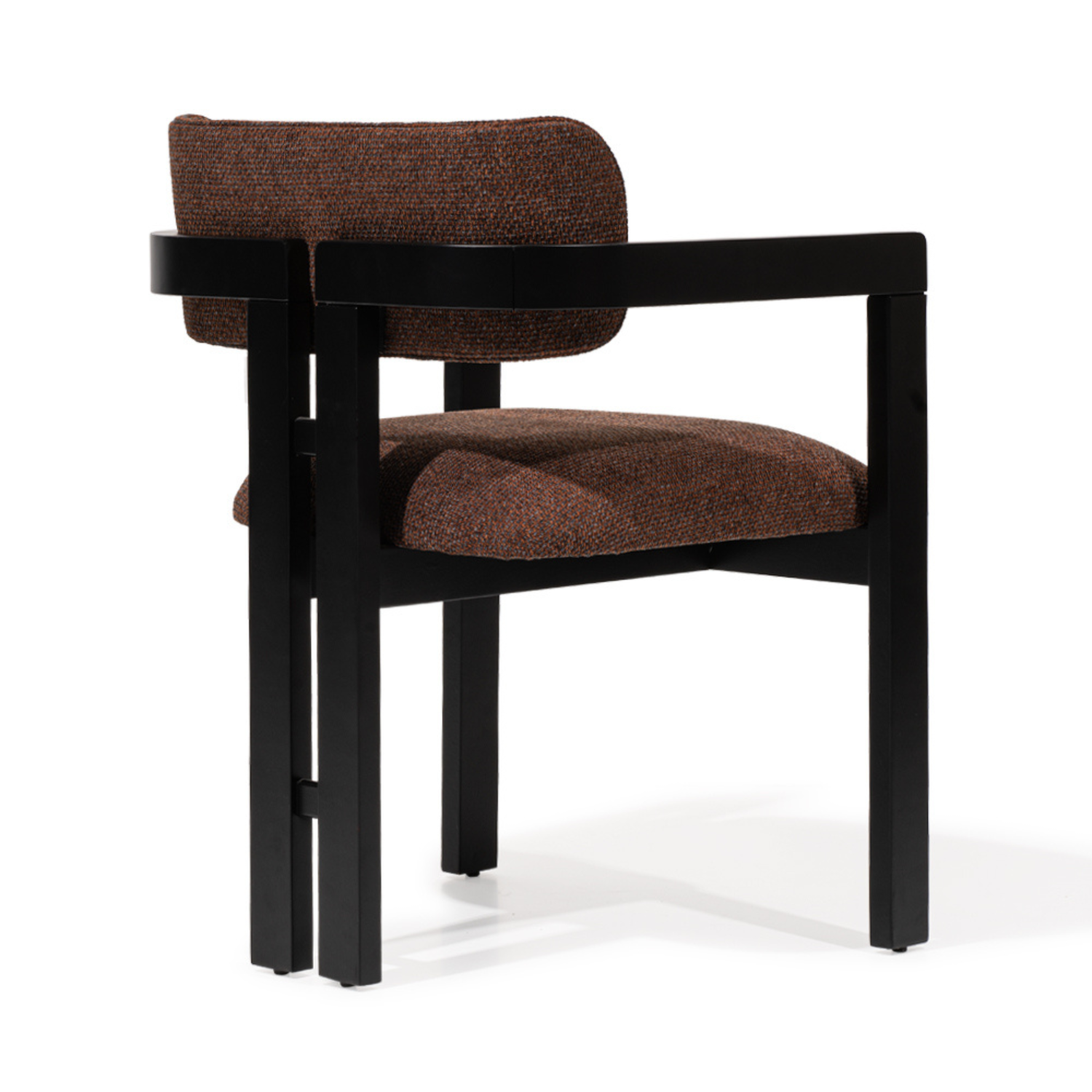 AARON Dining Chair Modern Upholstered Armchair with Matte Black Solid Wood Frame (Fully Assembled)