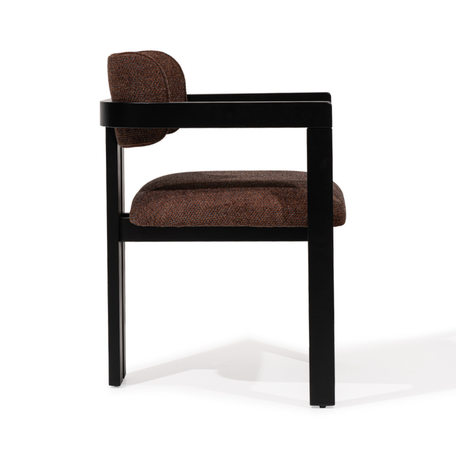 AARON Dining Chair Modern Upholstered Armchair with Matte Black Solid Wood Frame (Fully Assembled)