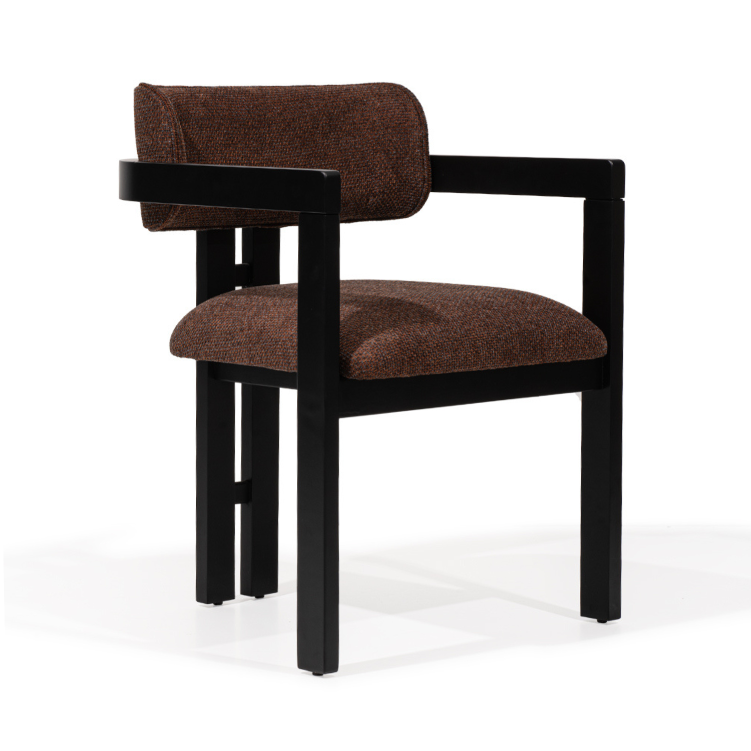 AARON Dining Chair Modern Upholstered Armchair with Matte Black Solid Wood Frame (Fully Assembled)