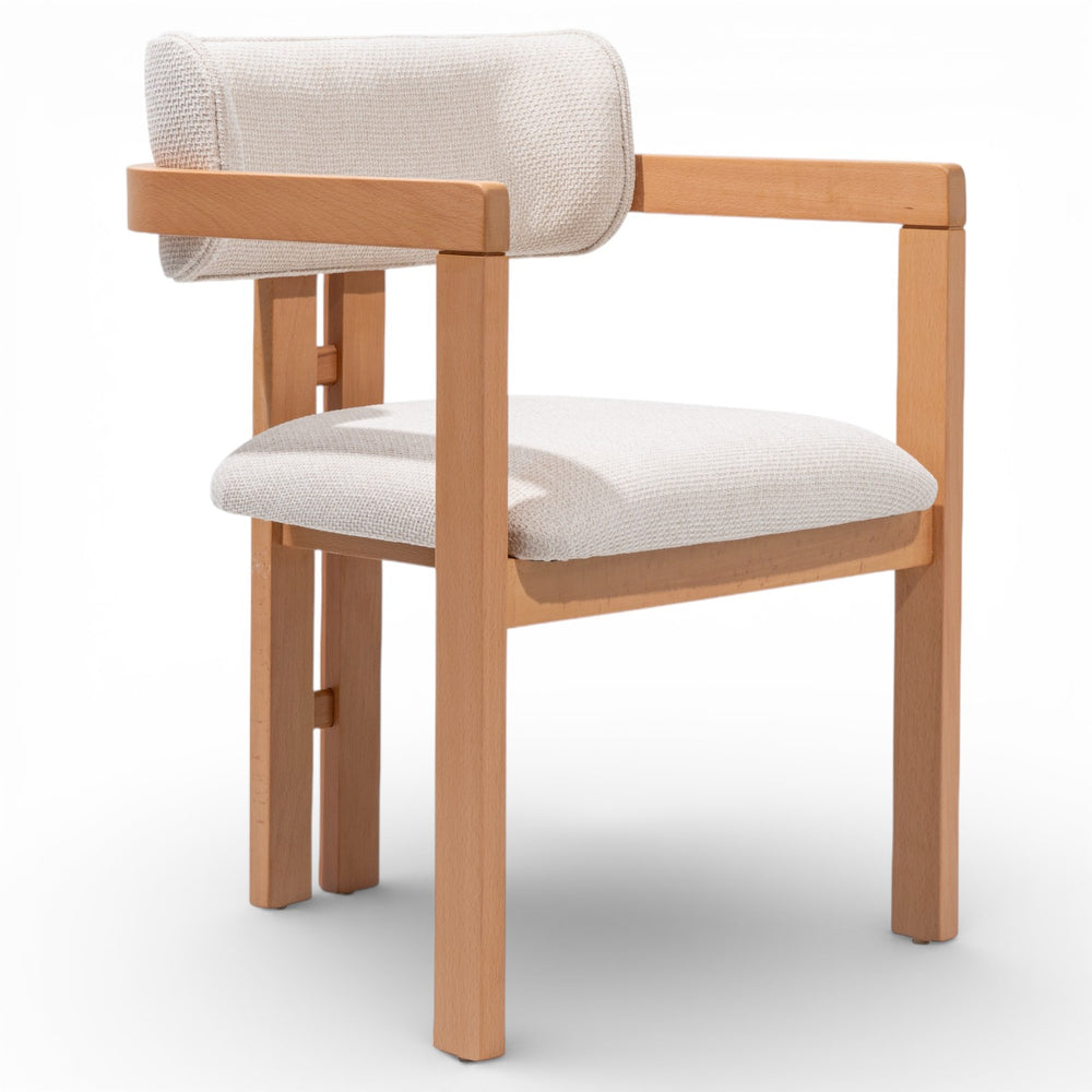AARON Modern Upholstered Dining Chair Performance Fabric Natural Solid Wood Frame main image
