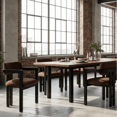 AARON Modern Upholstered Dining Chair Performance Fabric Matte Black Solid Wood Frame
