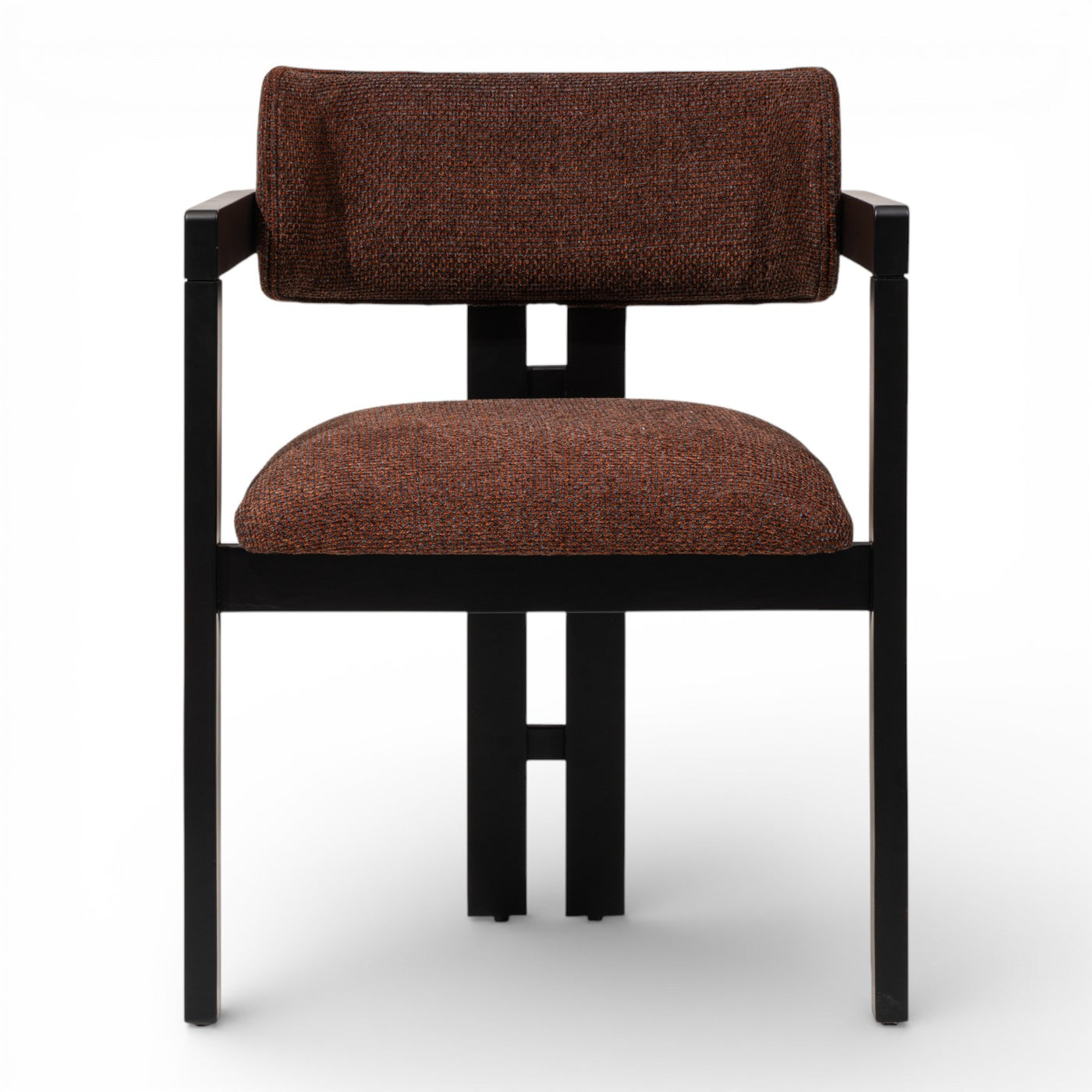 AARON Modern Upholstered Dining Chair Performance Fabric Matte Black Solid Wood Frame