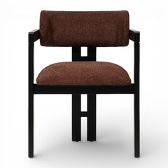 AARON Modern Upholstered Dining Chair Performance Fabric Matte Black Solid Wood Frame