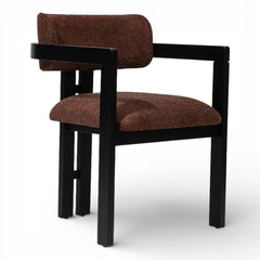 AARON Modern Upholstered Dining Chair Performance Fabric Matte Black Solid Wood Frame