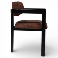 AARON Modern Upholstered Dining Chair Performance Fabric Matte Black Solid Wood Frame