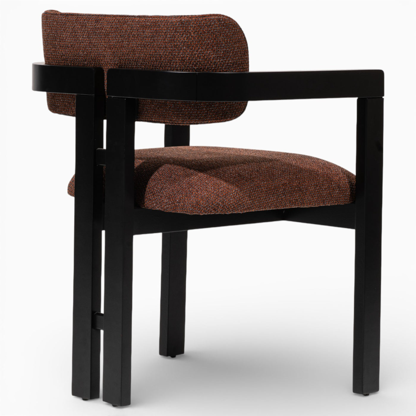 AARON Modern Upholstered Dining Chair Performance Fabric Matte Black Solid Wood Frame