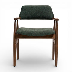 AREZZO Transitional Dining Chair Performance Fabric Upholstery Curved Design Solid Wood Frame