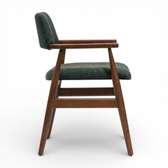AREZZO Transitional Dining Chair Performance Fabric Upholstery Curved Design Solid Wood Frame