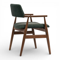 AREZZO Transitional Dining Chair Performance Fabric Upholstery Curved Design Solid Wood Frame
