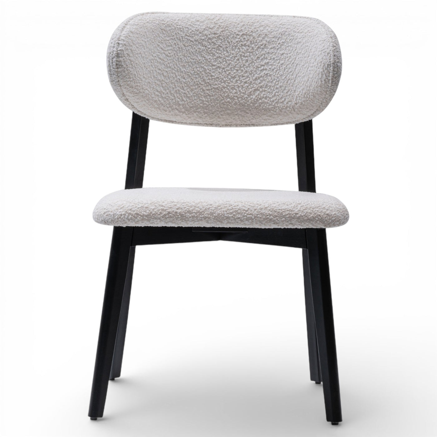 BODRUM Set of 2 Modern Classic Dining Chairs Black Exposed Wood Frame with Bouclé Upholstery