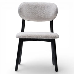 BODRUM Set of 2 Modern Classic Dining Chairs Black Exposed Wood Frame with Bouclé Upholstery