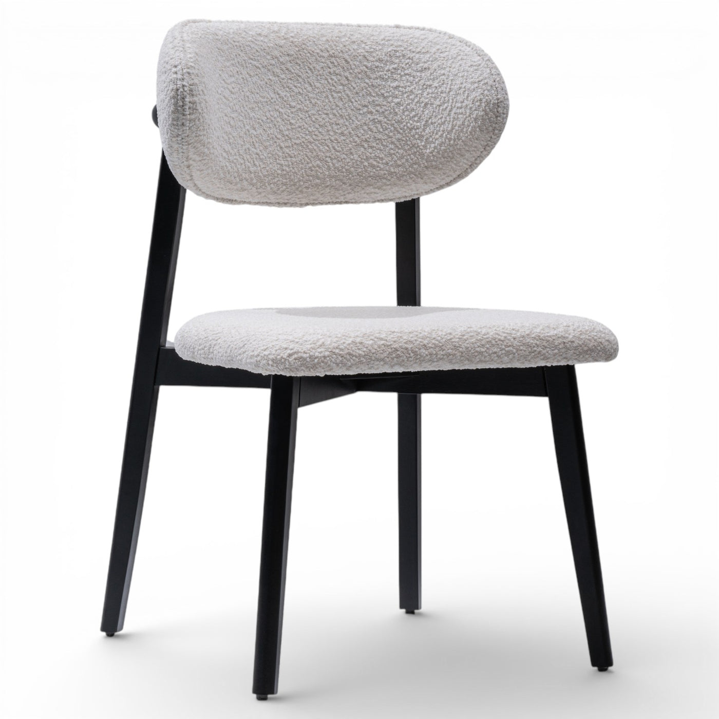 BODRUM Set of 2 Modern Classic Dining Chairs Black Exposed Wood Frame with Bouclé Upholstery
