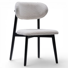 BODRUM Set of 2 Modern Classic Dining Chairs Black Exposed Wood Frame with Bouclé Upholstery