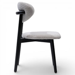 BODRUM Set of 2 Modern Classic Dining Chairs Black Exposed Wood Frame with Bouclé Upholstery