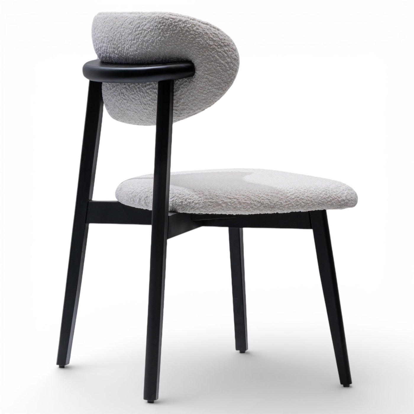 BODRUM Set of 2 Modern Classic Dining Chairs Black Exposed Wood Frame with Bouclé Upholstery
