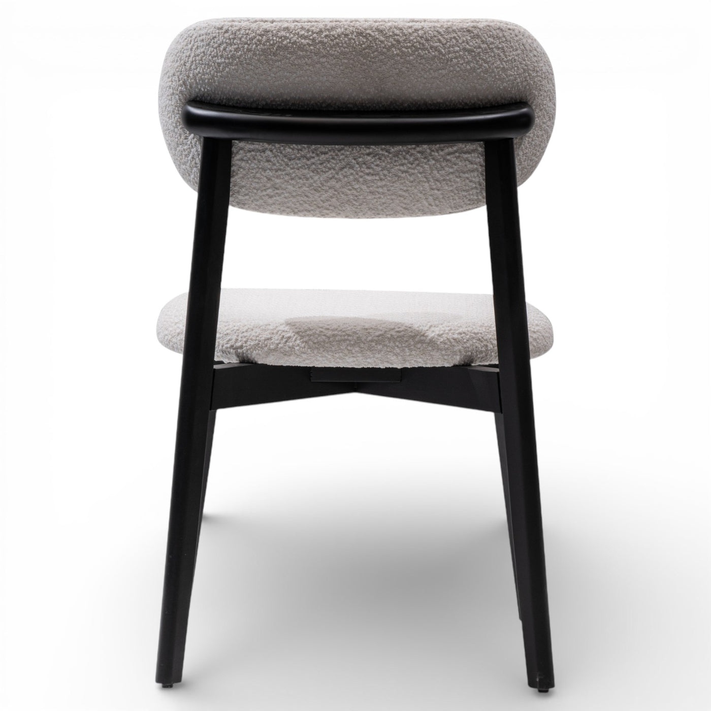 BODRUM Set of 2 Modern Classic Dining Chairs Black Exposed Wood Frame with Bouclé Upholstery