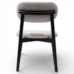 BODRUM Set of 2 Modern Classic Dining Chairs Black Exposed Wood Frame with Bouclé Upholstery