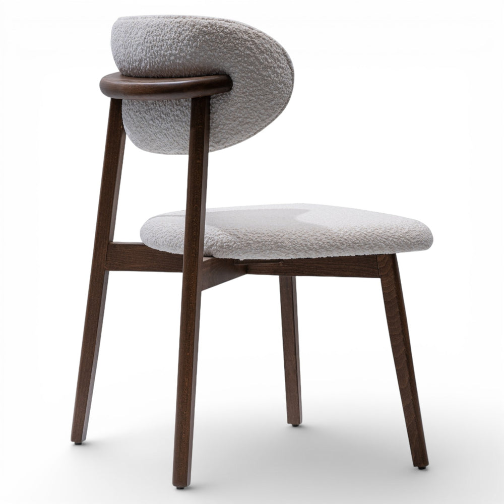 BODRUM Set of 2 Modern Classic Dining Chairs Brown Exposed Wood Frame with Bouclé Upholstery main image