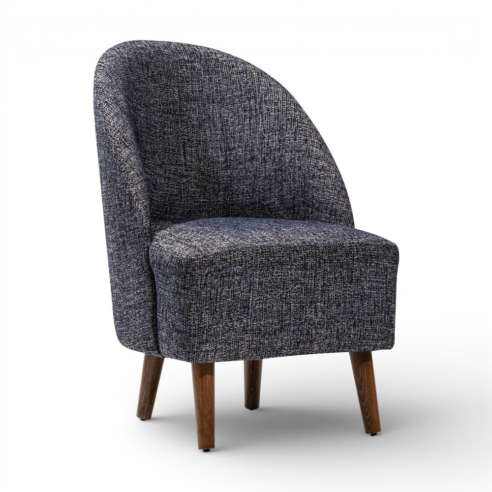 KUBA Accent Chair Midnight Blue Color Mid-Century Modern Armless with Oversized Cushions and Tapered Wood Legs main image