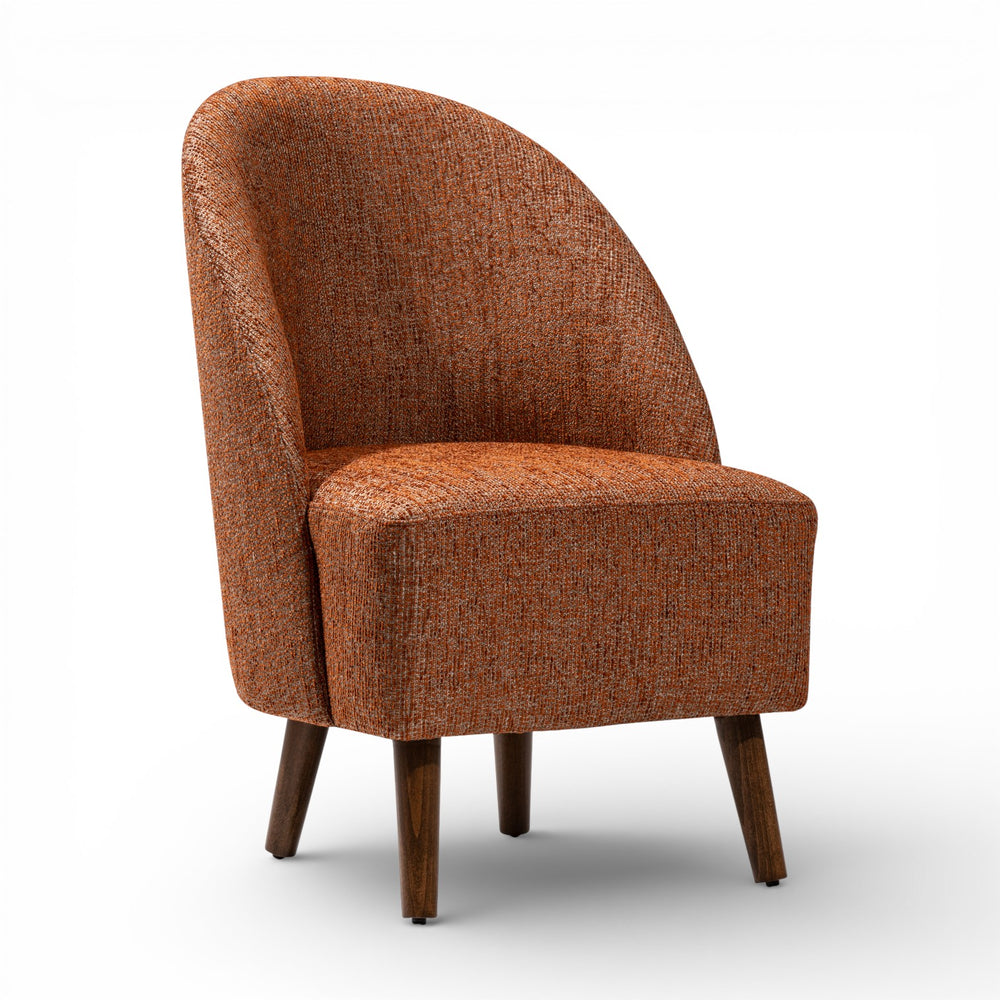 KUBA Accent Chair Brick Color Mid-Century Modern Armless Oversized Cushions and Tapered Wood Legs main image