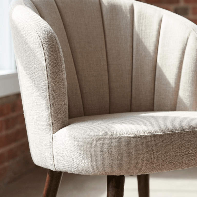 LYDIA Set of 2 Modern Upholstered Dining Chairs Barrel Back Design Performance Fabric