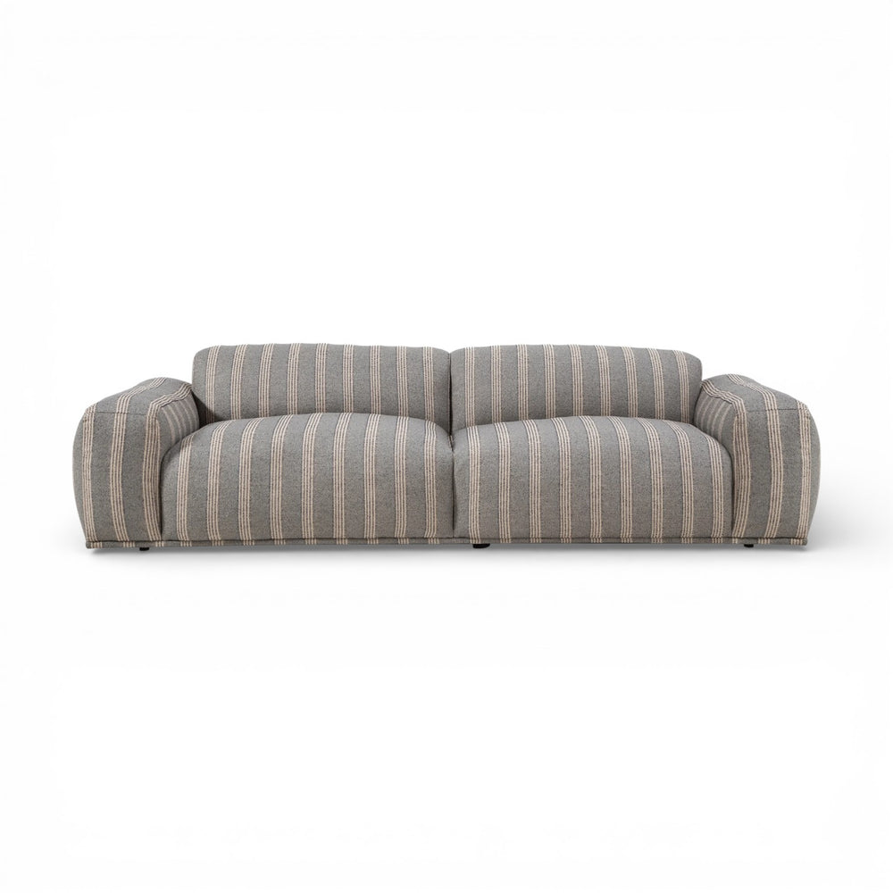 MARIN Grey & Ivory Stripe Upholstered Sofa with Goose Down-Blend Cushions main image