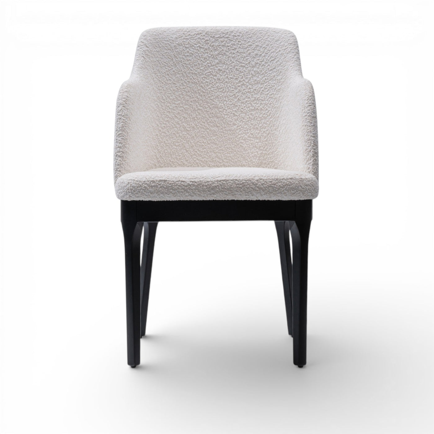 NATALIA Modern Dining Chair Bouclé Upholstered Armchair with Black Solid Hardwood Base