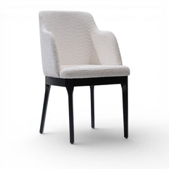 NATALIA Modern Dining Chair Bouclé Upholstered Armchair with Black Solid Hardwood Base