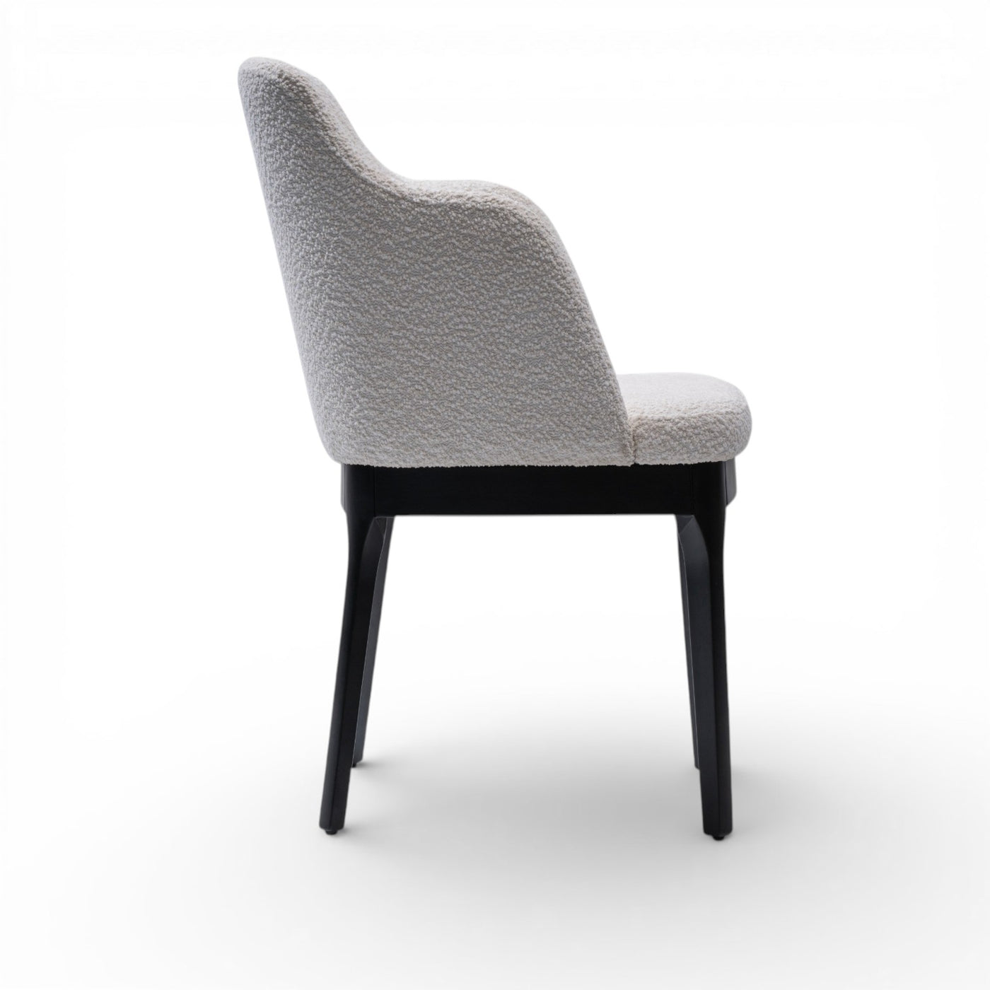 NATALIA Modern Dining Chair Bouclé Upholstered Armchair with Black Solid Hardwood Base