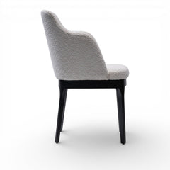 NATALIA Modern Dining Chair Bouclé Upholstered Armchair with Black Solid Hardwood Base