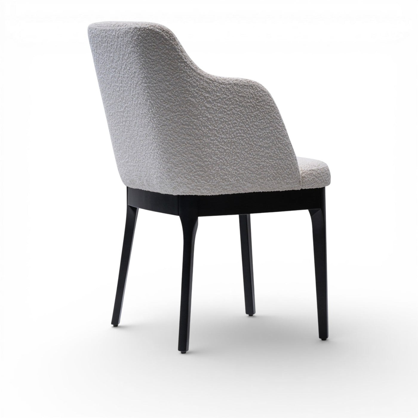 NATALIA Modern Dining Chair Bouclé Upholstered Armchair with Black Solid Hardwood Base