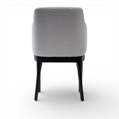 NATALIA Modern Dining Chair Bouclé Upholstered Armchair with Black Solid Hardwood Base