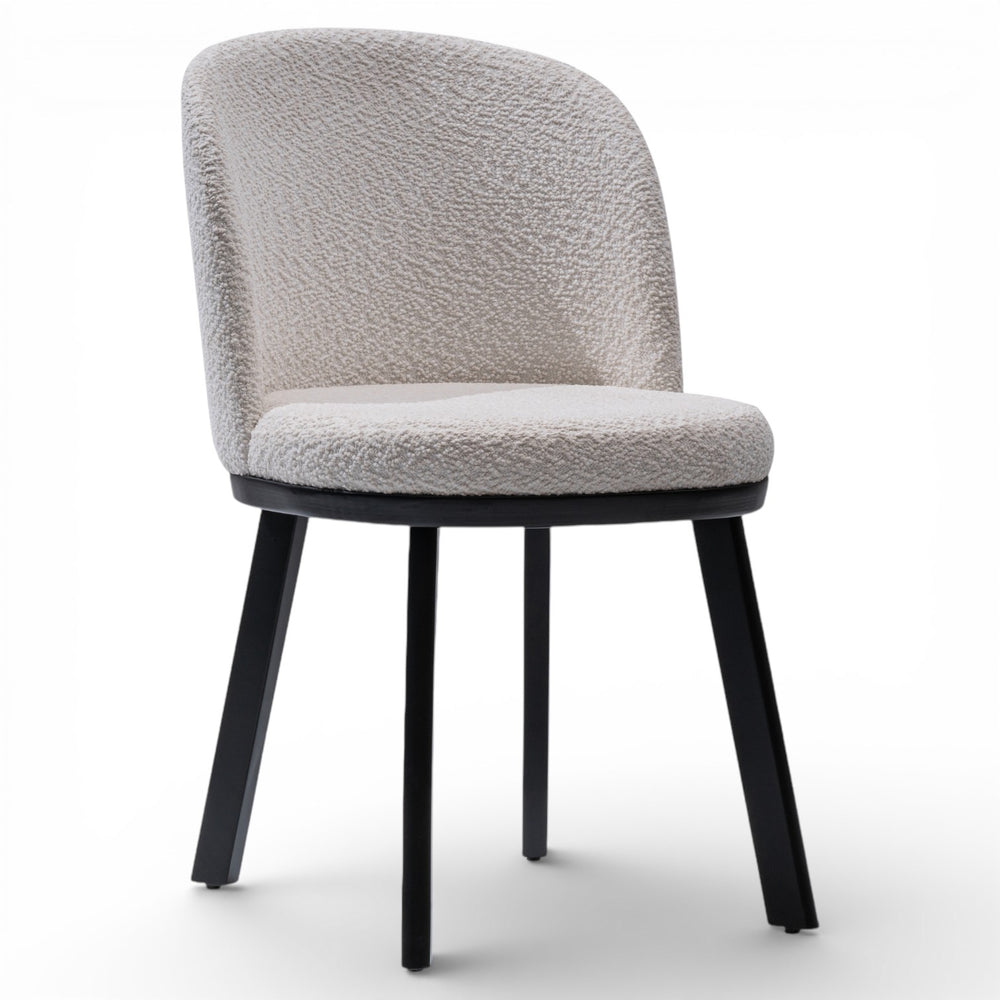 ORERO Modern Dining Chair Bouclé Upholstered Armchair with Black Solid Hardwood Base main image