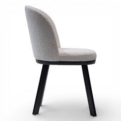 ORERO Modern Dining Chair Bouclé Upholstered Armchair with Black Solid Hardwood Base