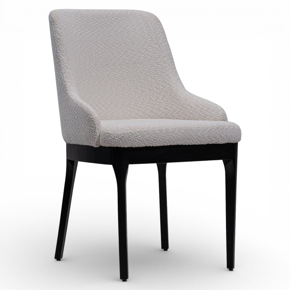 POLINA Modern Dining Chair Bouclé Upholstered Armchair with Black Solid Hardwood Base main image