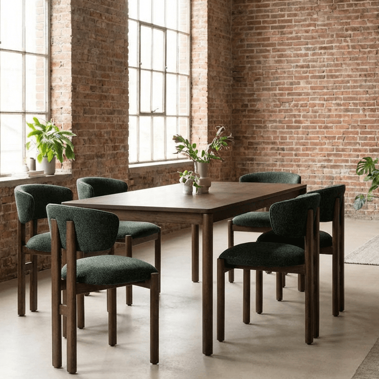 SEGURA Set of 2 Modern Armless Upholstered Dining Chairs Solid Wood Frame with Performance Fabric